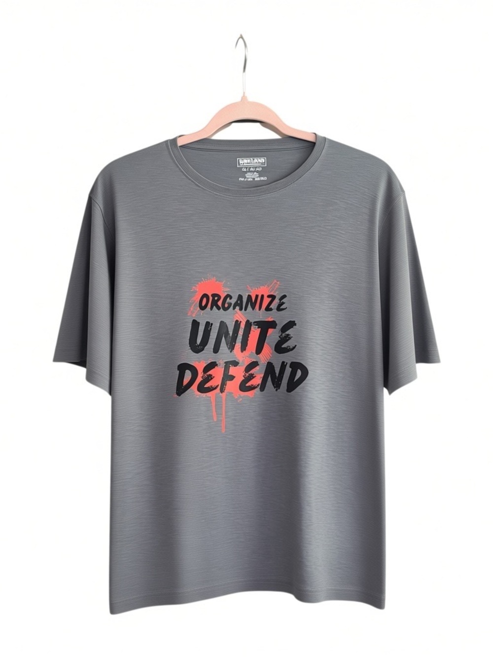 Kirkland Signature Gray Graphic Tee with Red & Black Print